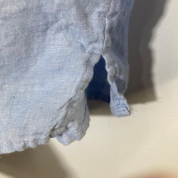 Womens Joie Boho Embroidered Linen Tunic Light Blue XS V Tie Neck Long Sleeve - Picture 9 of 10